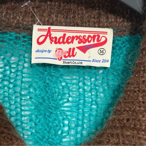 ANDERSSON BELL Men’s Patchwork Checkered Zip Cardigan Mohair Sweater M - Picture 5 of 15